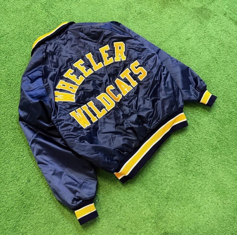 Vintage 80s 90s Wheeler Wildcats Satin Varsity Jacket Size L  