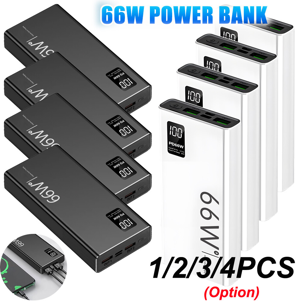 30000mAh 66W LCD Power Bank for Phones Fast Charging 1-4x Outputs  