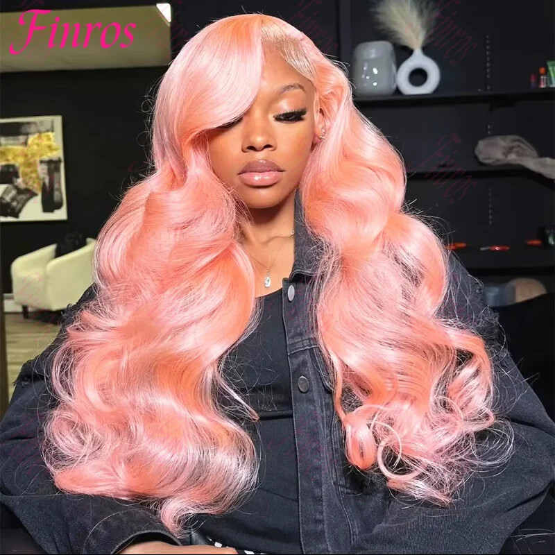 Light Pink 13x6 Transparent Lace Front Human Hair Wig Body Wave For Women Remy