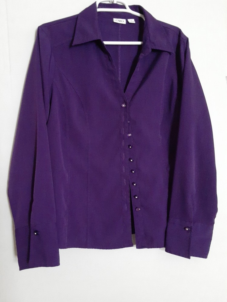 Cato Womens Purple Xl Button-up Top