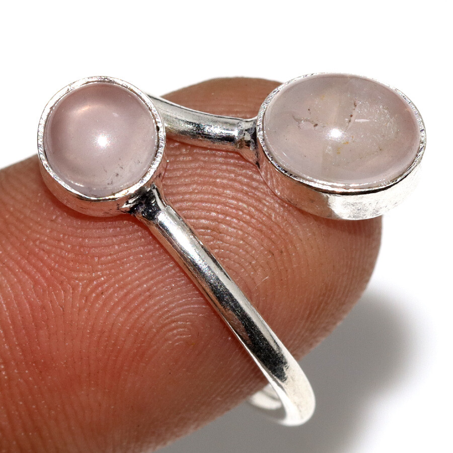 Rose Quartz 925 Silver Plated Gemstone Ring Free US Size Perfect Gift Jewelry