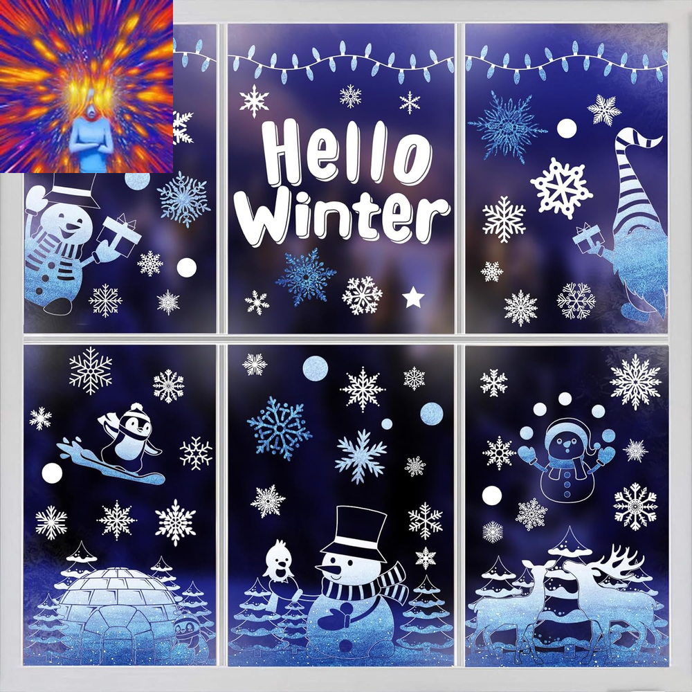 Winter Window Clings Christmas Decorations - Winter Decorations Snowman Christma