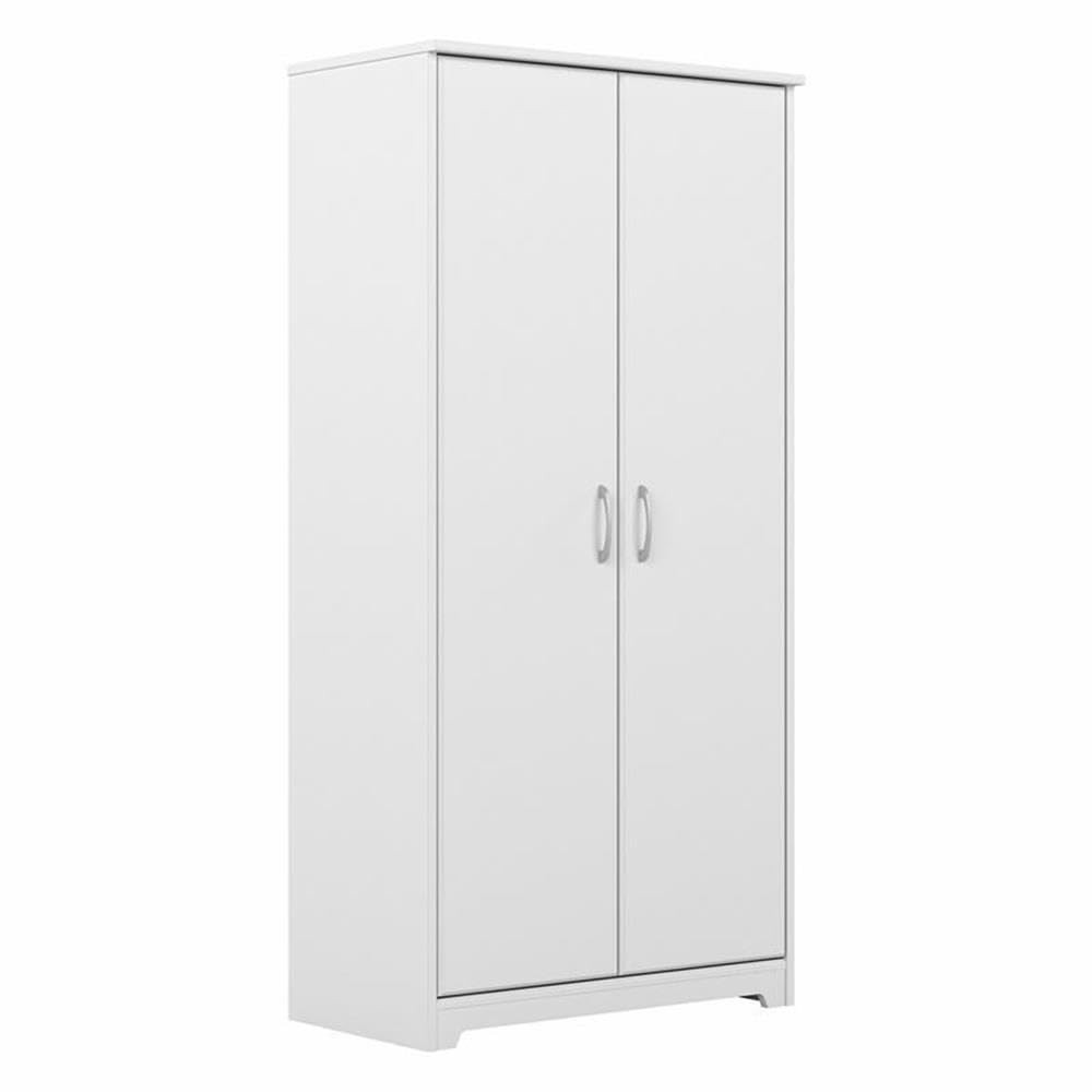 Bush Furniture Cabot White Tall Kitchen Pantry Cabinet with Doors