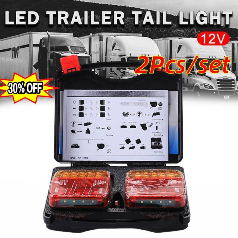 2X 7Pin LED Magnetic Wireless Trailer Tail Light Kit for Trucks