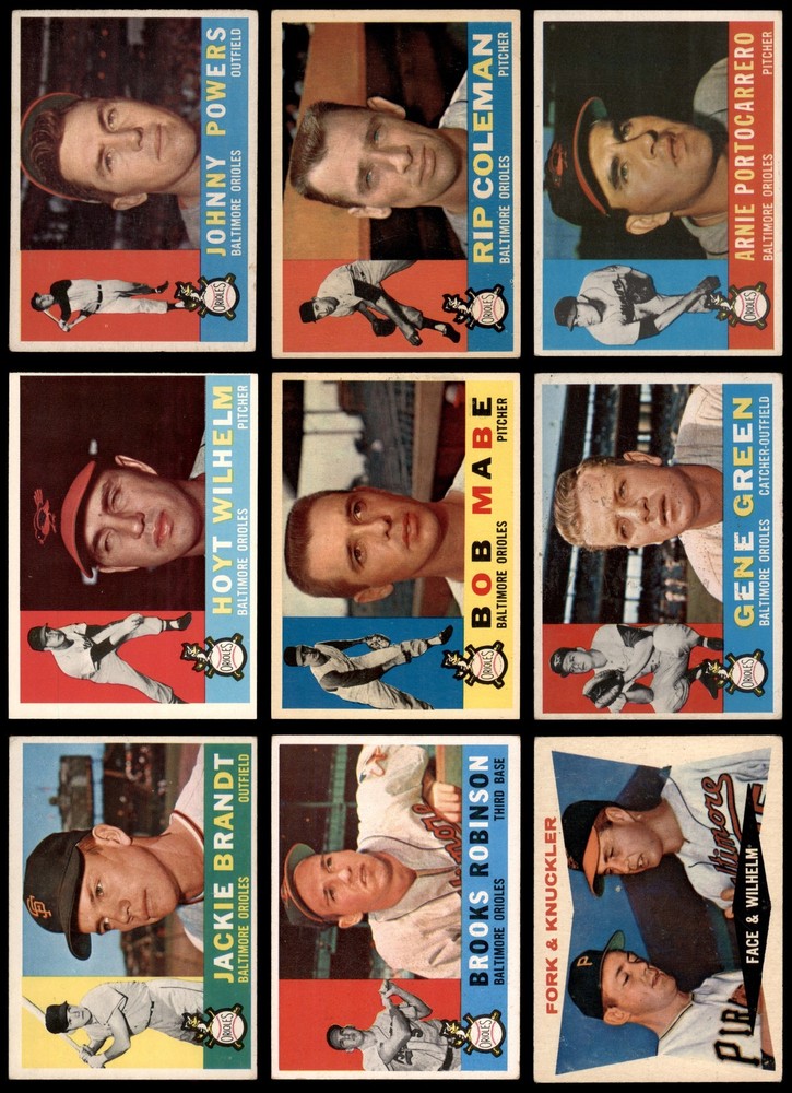 1960 Topps Baltimore Orioles Team Set 3.5 Grade VG Condition