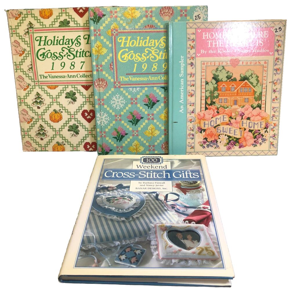 Holiday In Cross Stitch Books Lot Of 4 1987 1989 Needlepoint Craft How To Guides