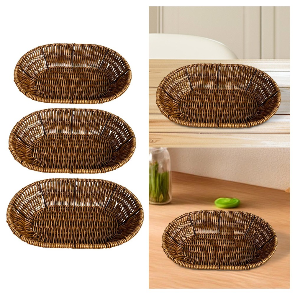 Bread Basket Imitation Rattan Fruit Basket Organizer Stackable Food Serving
