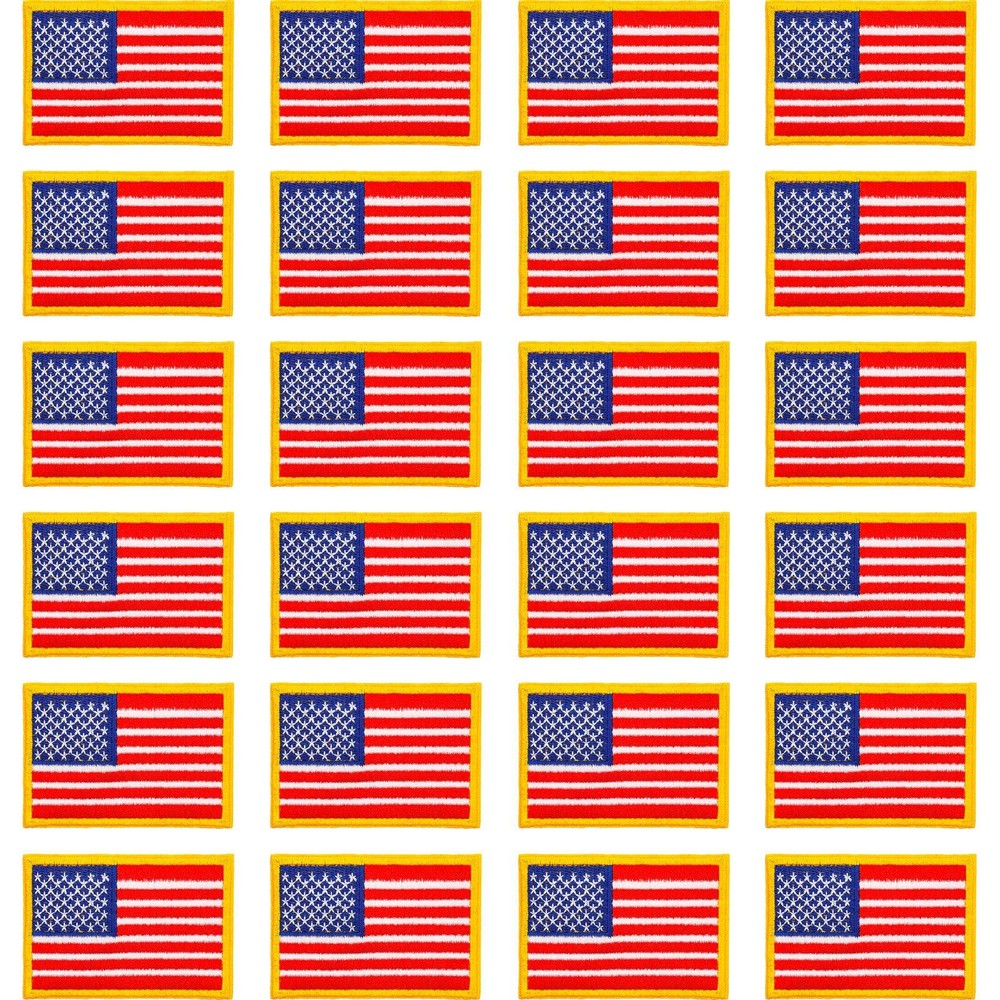 24 Pack Iron-On American Flag Patriotic Patches for Clothing