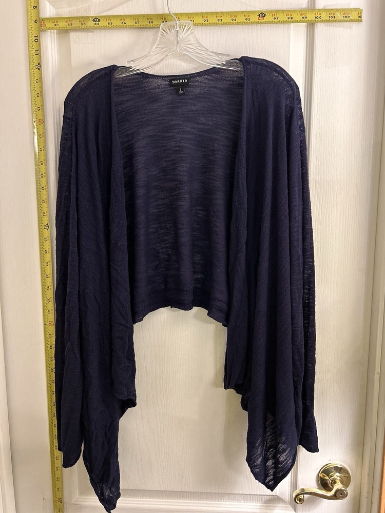 Torrid Cardigan Women 3 (2x)Navy Blue Long Sleeve Open Knit Sweater Basic Topper