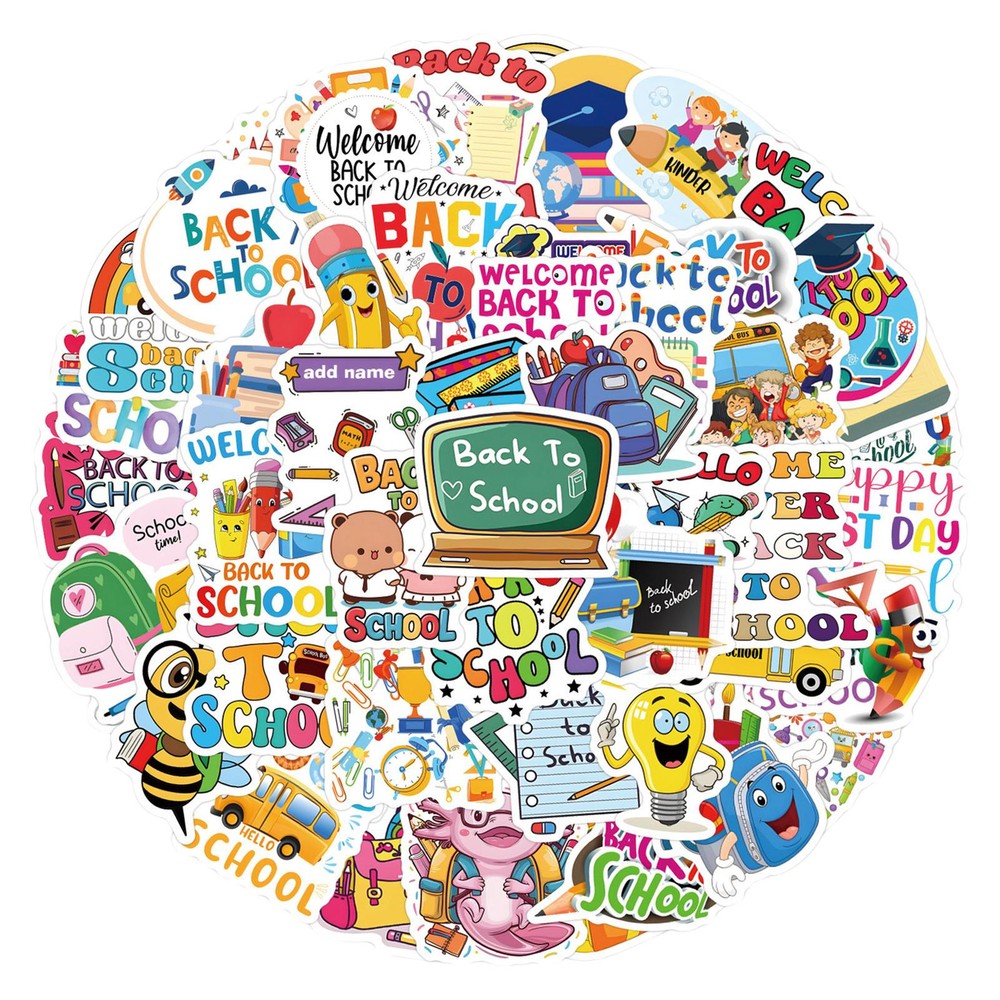 Colorful Back to School Stickers for Kids Scrapbooking and Decor-image