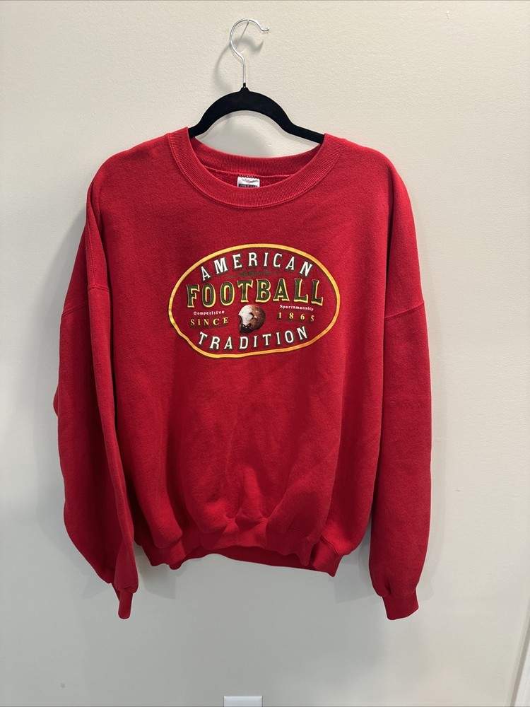 Jerzees Men's Vintage Crewneck Sweatshirt Red, XXL American Football