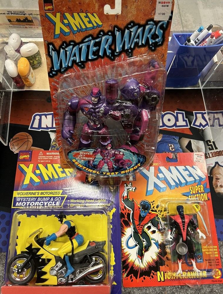 Lot Of 3 90s Unopened Sealed X-Men Figures Wolverine, Nightcrawler, Sentinel