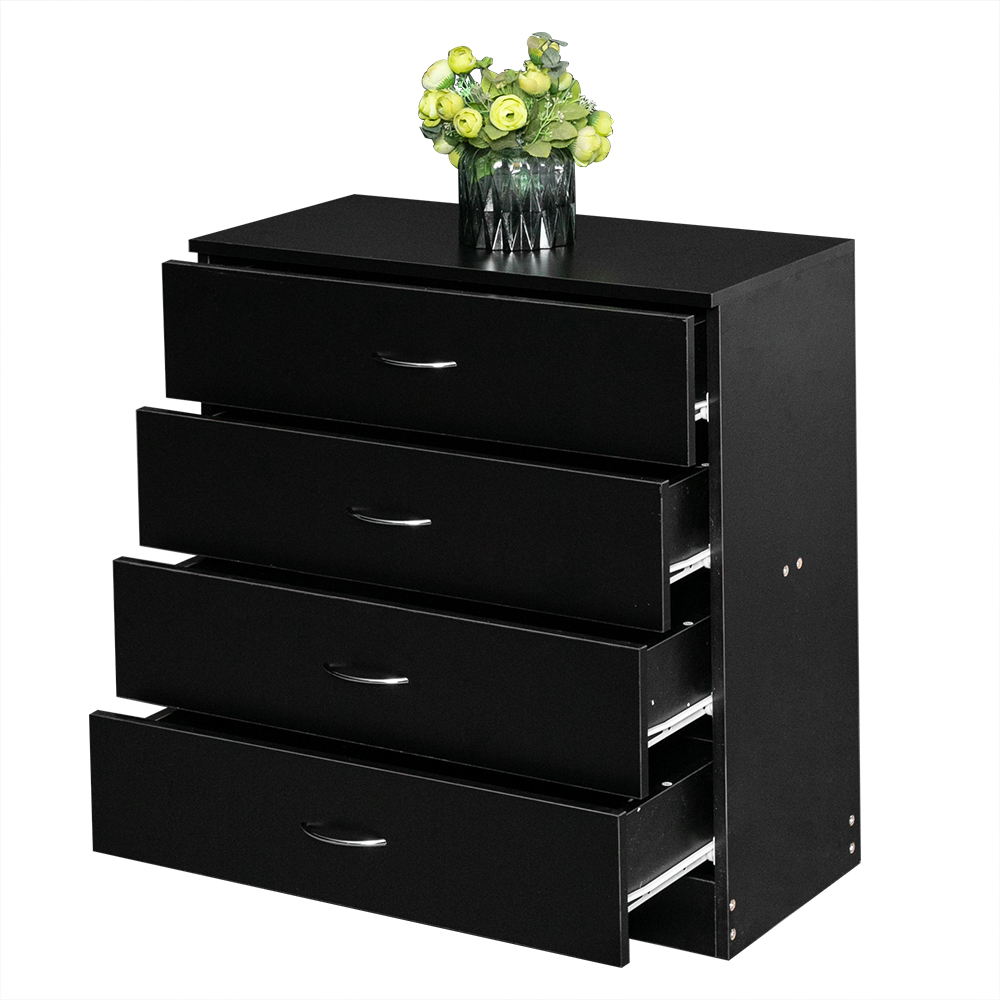 4-Drawer Wooden Storage Dresser for Bedroom in White or Black