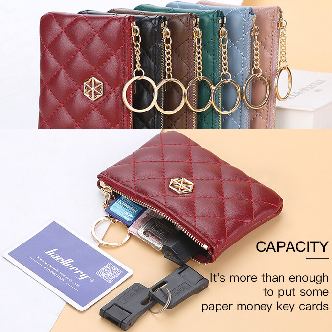 Women Key Ring Mini Purse Coin Small Change Bag Card Wallet Pouch Zip Up Case US