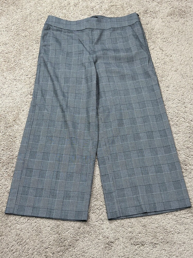 Loft Women's Size 4 Wide Leg Houndstooth Pants with Side Zip Pockets Dressy Style