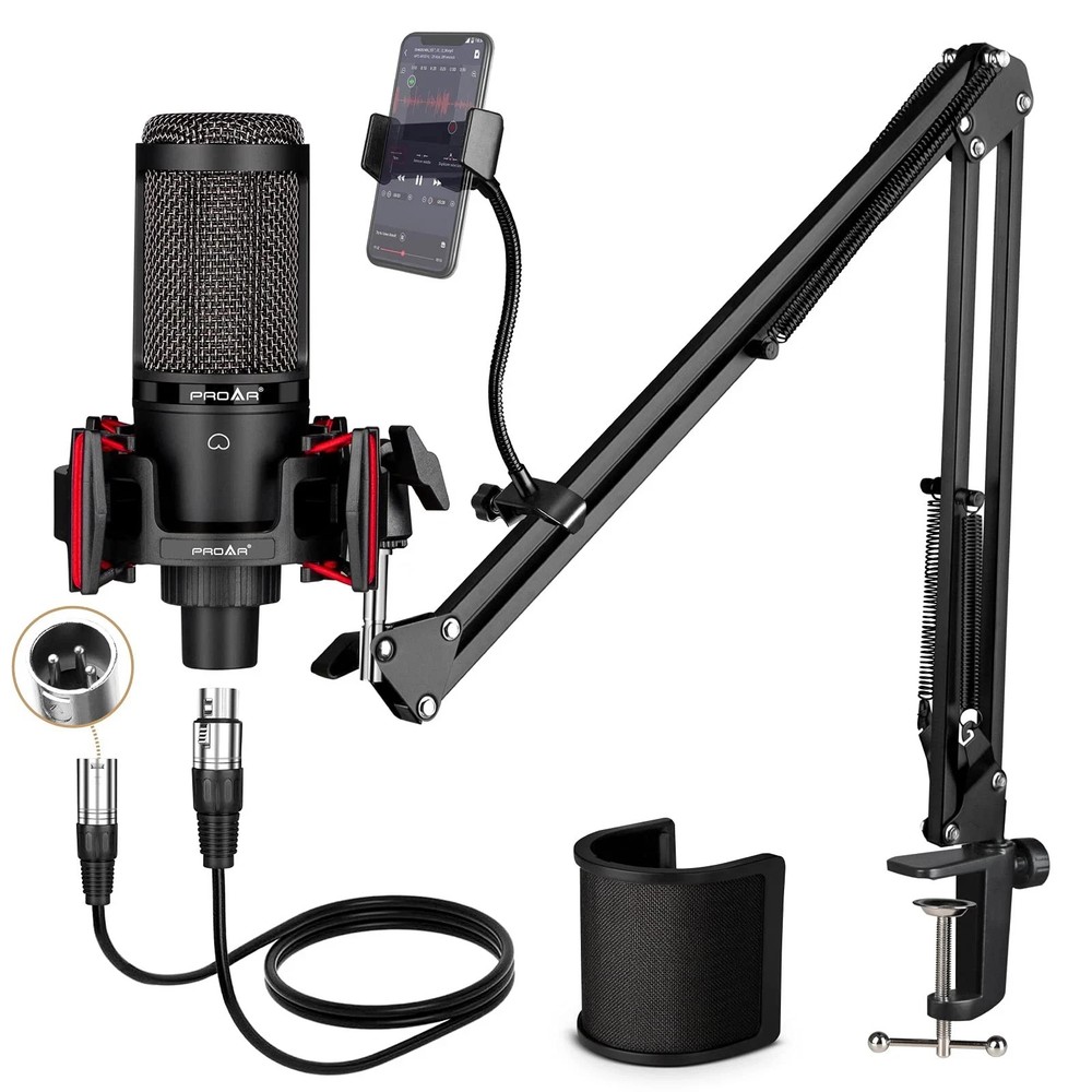 Professional XLR Condenser Microphone Kit for Streaming Podcasting