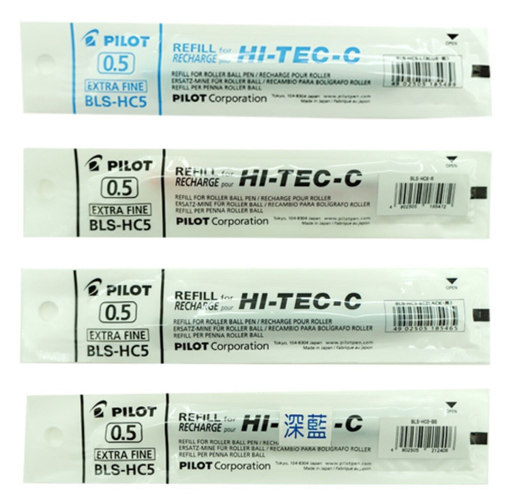 5x Pilot Hi Tec C BLACK Blue Red Refills Ink Pens 0.5mm Japan Fine Point BLS-HC5