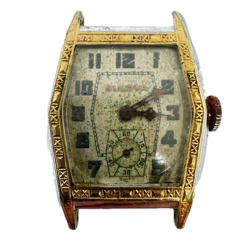 Vintage Bulova 15 Jewel Two Tone Deco Swiss Mechanical Men's Wristwatch 10AN