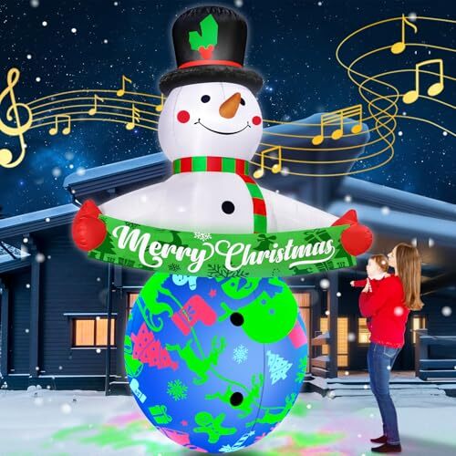 12FT Christmas Inflatables 12FT Banner Snowman Inflatables with Music