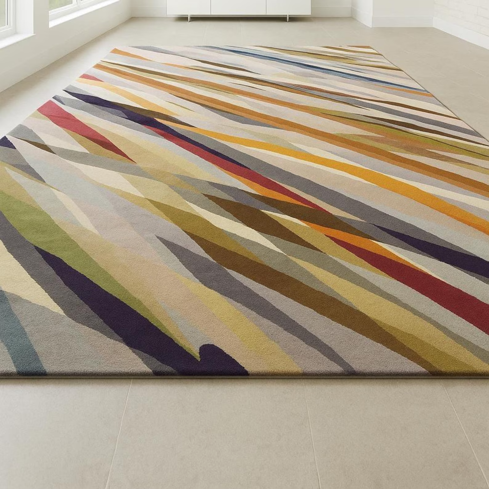 Modern Abstract Color Multicolor Hand Tufted Nz Wool Rug Design Area Carpet Rug