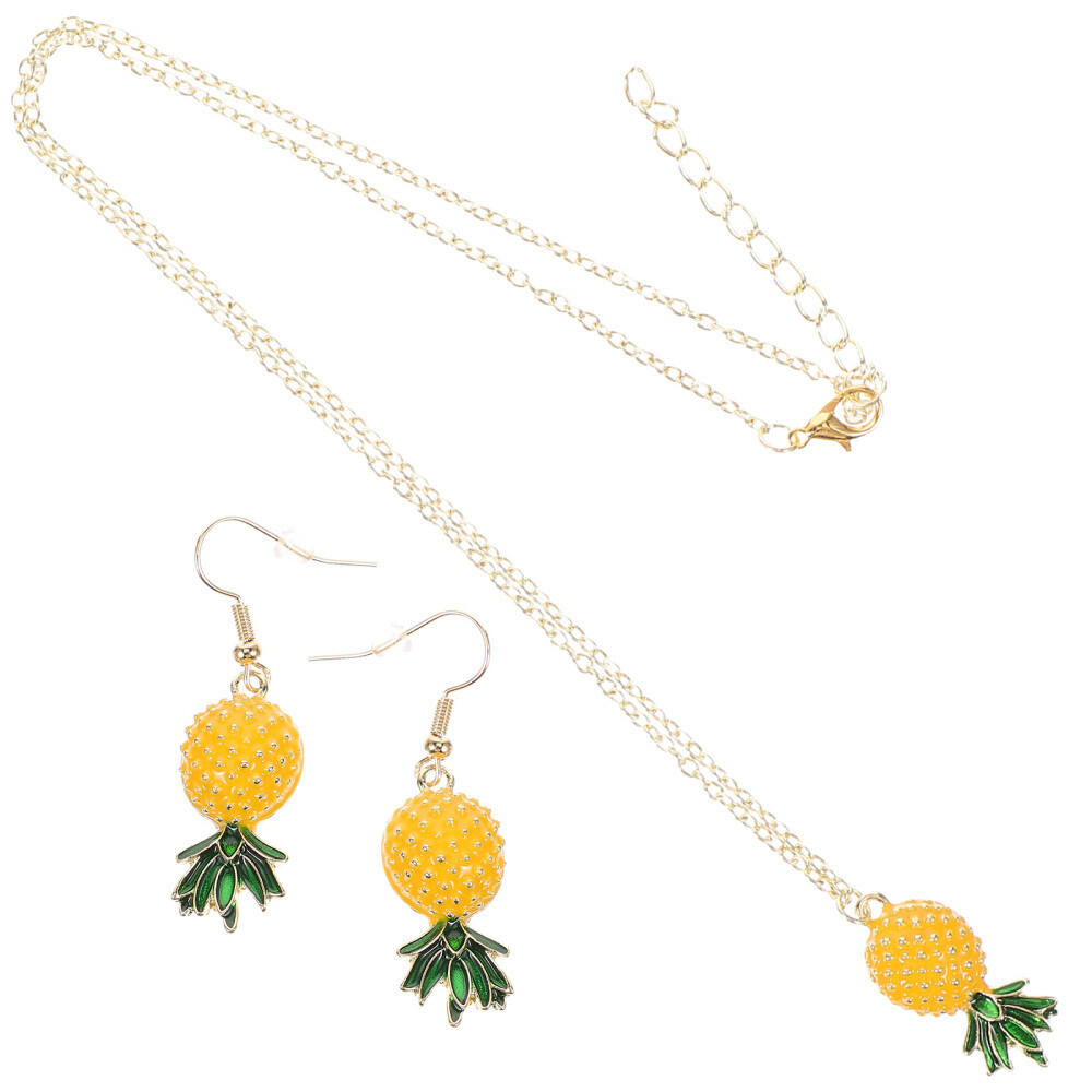 Upside down Pineapple Necklace Dangle Earring Women's Jewelry Set Man Miss