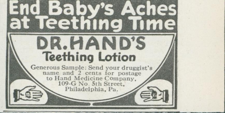 1928 Dr Hands Teething Lotion Ad for Soothing Baby Teething Pain PR7 Vintage Print