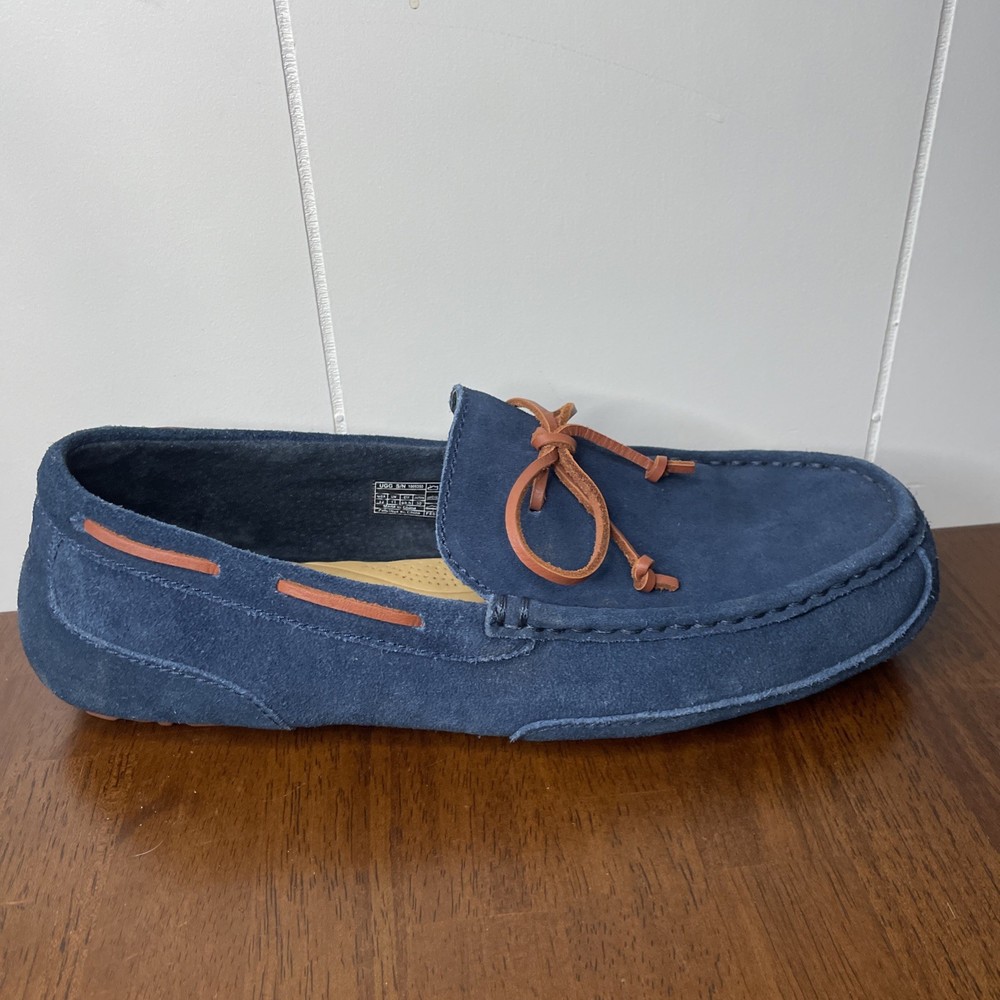 UGG® Men's Chester Blue Suede Moccasin Slippers Size 12 VGC