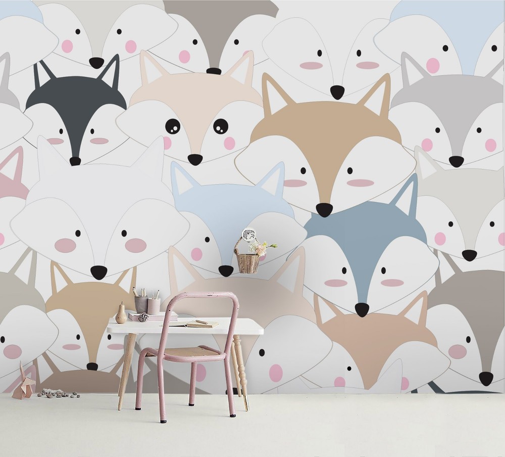 3D Hand-drawn Fox Pattern Wall Murals Wallpaper Murals Wall Sticker