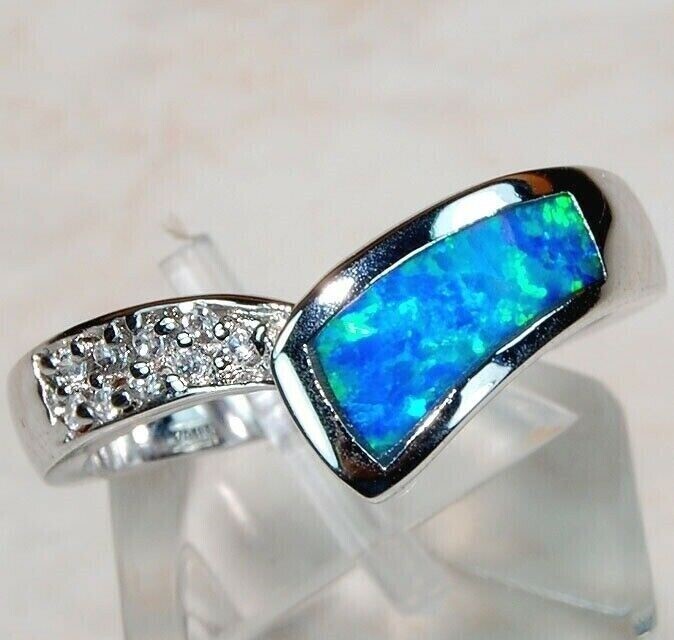 Australian Opal Topaz 925 Sterling Silver Ring Size 7 TD2