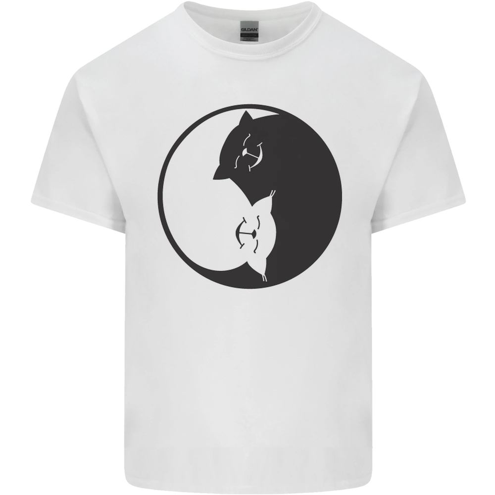 Yin Yang Cat Lover Funny Kitten Pet Mens Cotton T-Shirt Tee Top