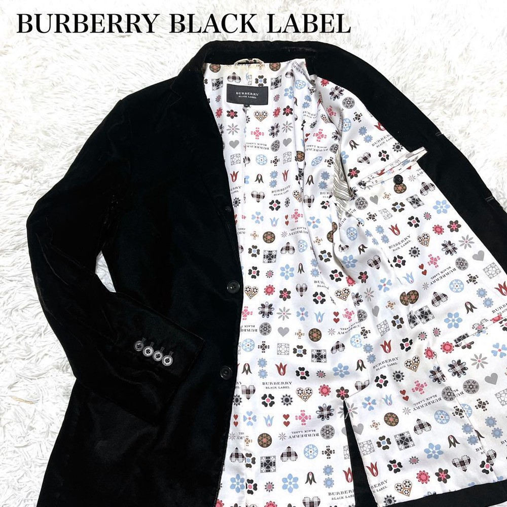 Burberry Black Label Tailored Jacket Velour Black Monogram F/S from Japan