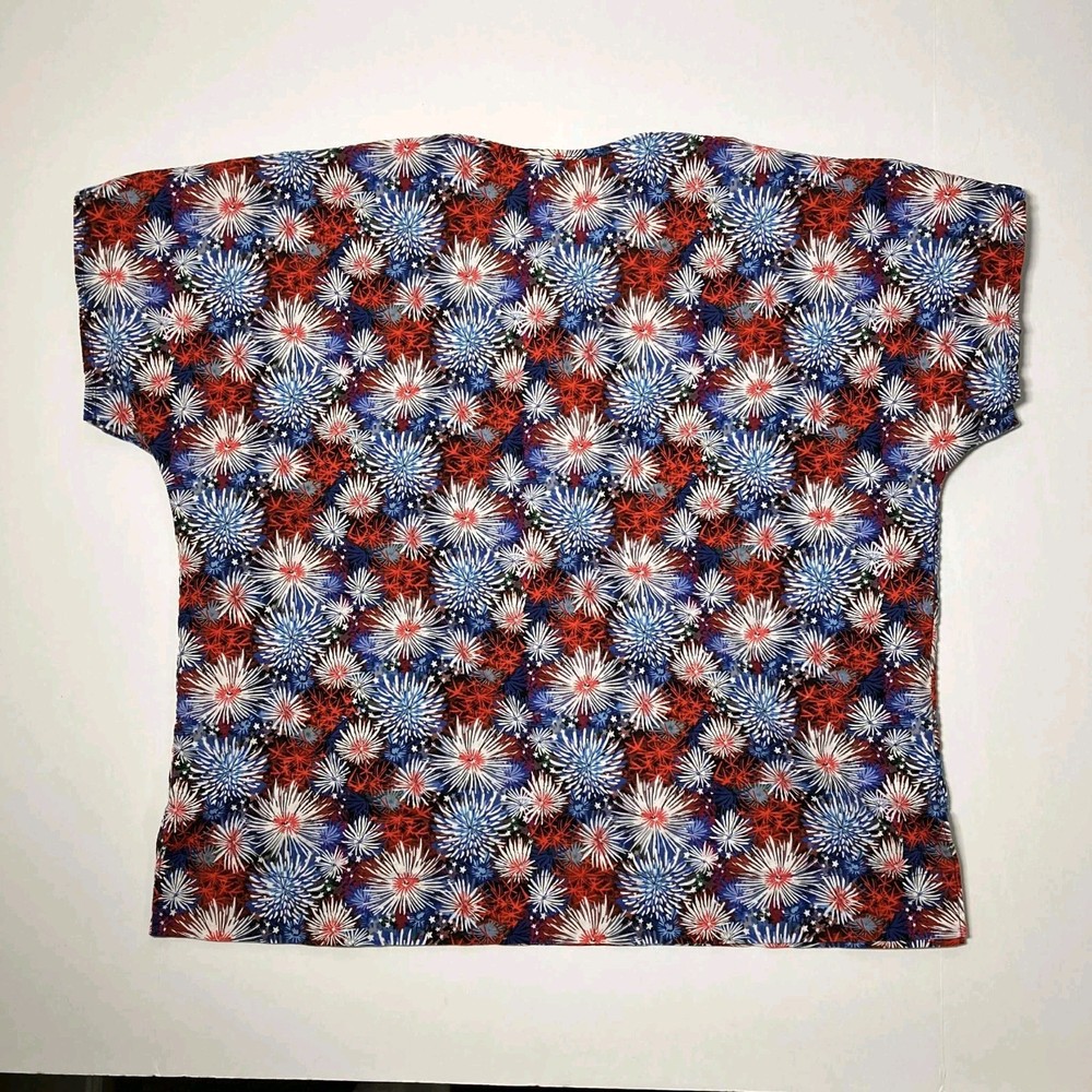 Womens V-neck Scrub Top 4th of July