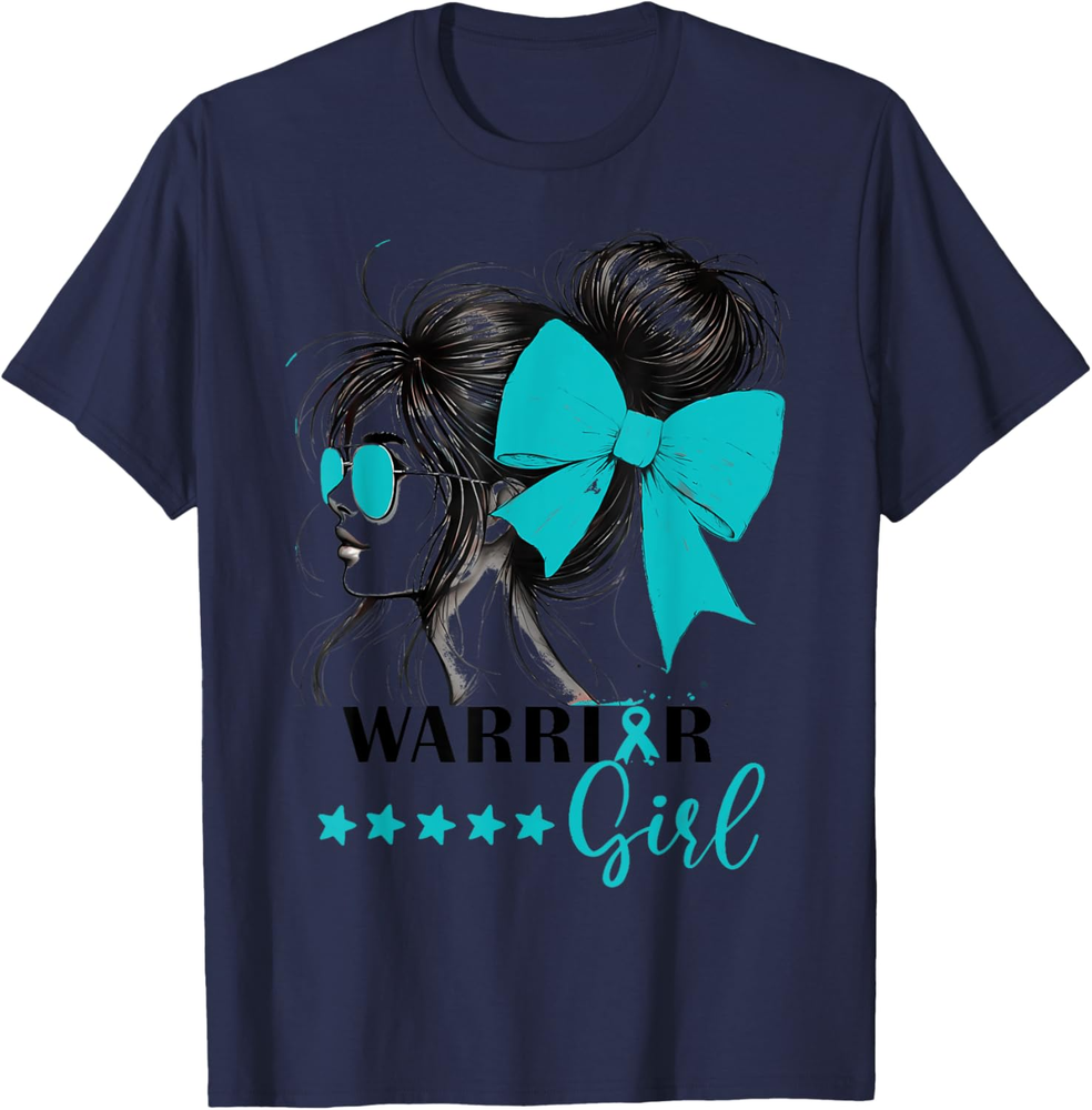 Cervical Cancer Warrior Survivor Support Squad Teal Ribbon Sweatshirt T-shirt
