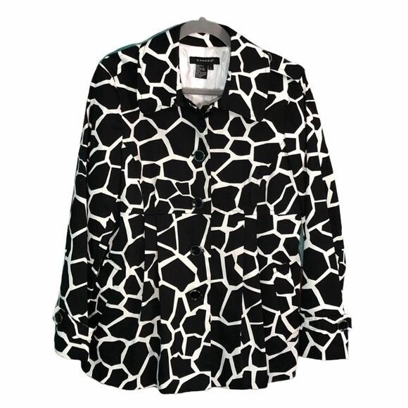 Sandor Black & White Giraffe Print Button-Front Jacket Women's Size Large