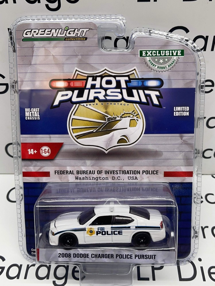 2008 Dodge Charger FBI Police 1:64 Diecast Car Hot Pursuit by Greenlight