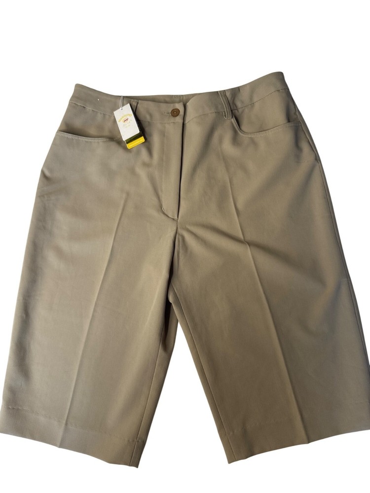 Monterey Club Womens Khaki Bermuda Shorts Size 8 Polyester Blend New W/ Tags