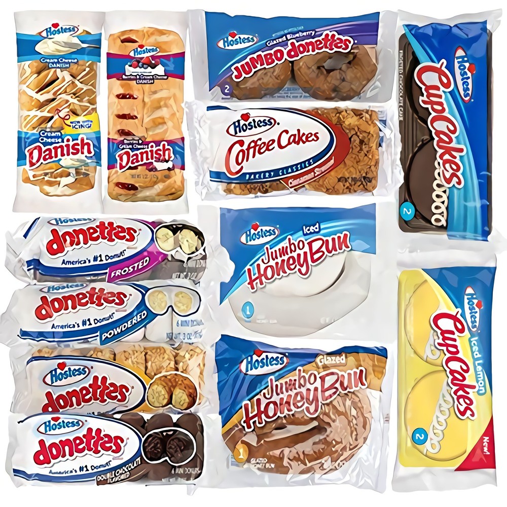 Hostess Variety Pack | Honey Buns, Coffee Cake, Donettes, Cakes, and Danish | 12