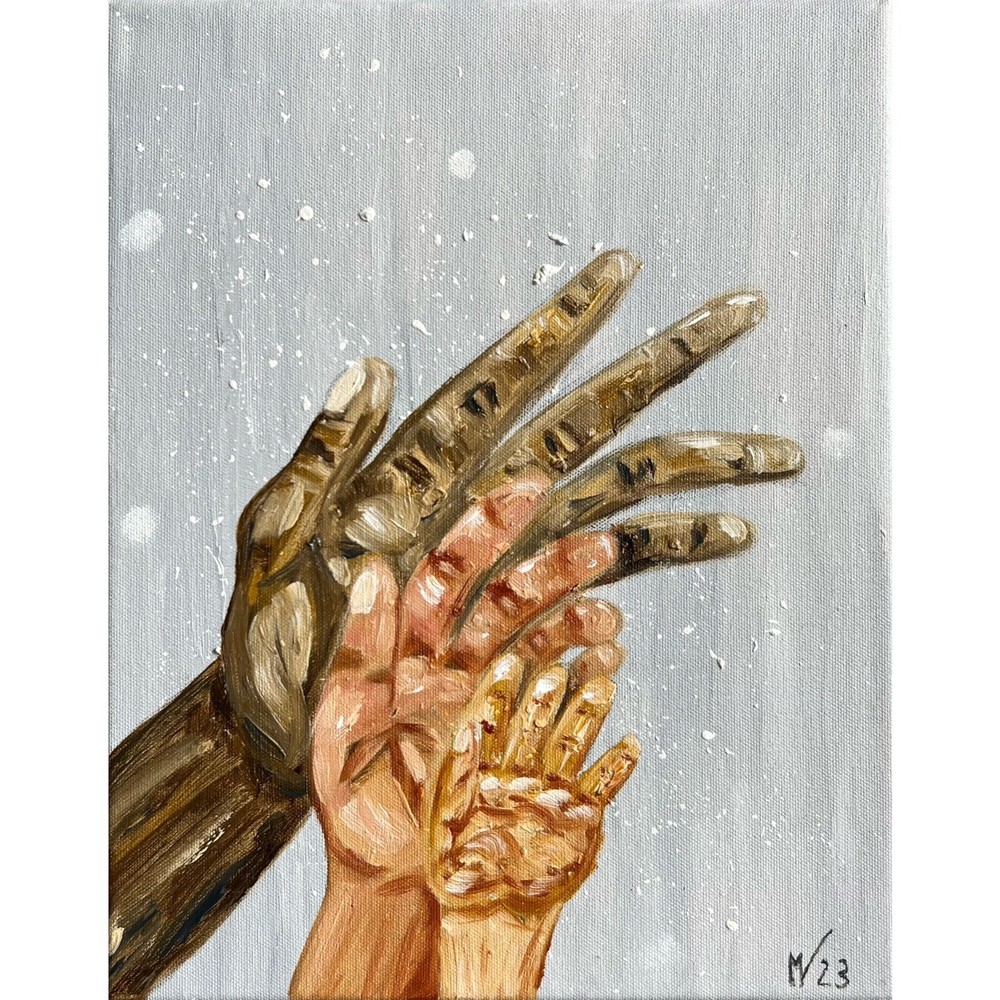 Family Hands Art Oil Painting Original Artwork Canvas Couple Love Decor Gift Mom