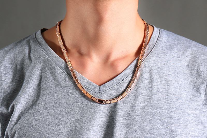 Metal Titanium Magnetic Men's Necklace Rose Gold Simple Fashion Health Jewelry