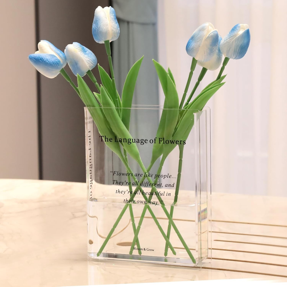 Book Vase for Flowers Home Décor,Artistic and Cultural Flavor Decorative Acrylic