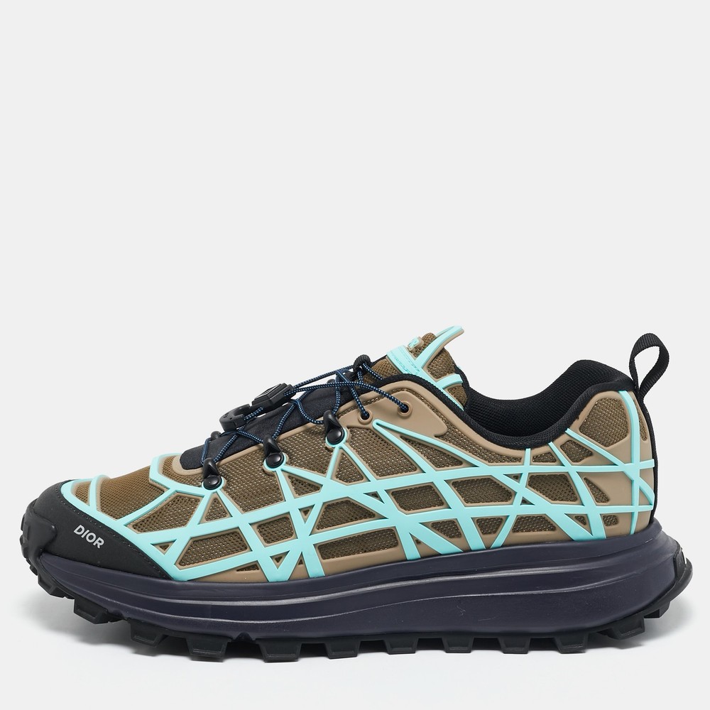 Dior B31 Chunky Runner Sneakers in Olive Green Blue Mesh Rubber Size 43