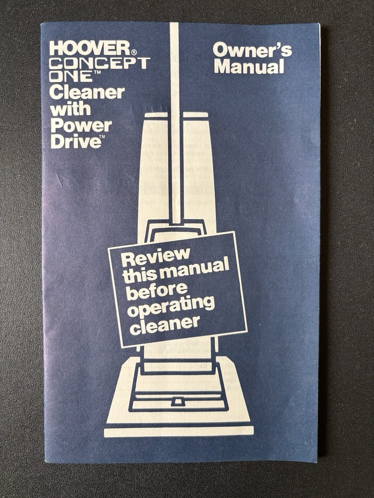 Hoover 'Concept One' Vacuum Cleaner with Power Drive Owner's Manual