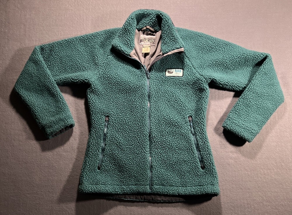 Rab Down Equipment Original Pile Fleece Jacket Women’s Small UK 10 Green Zip Up