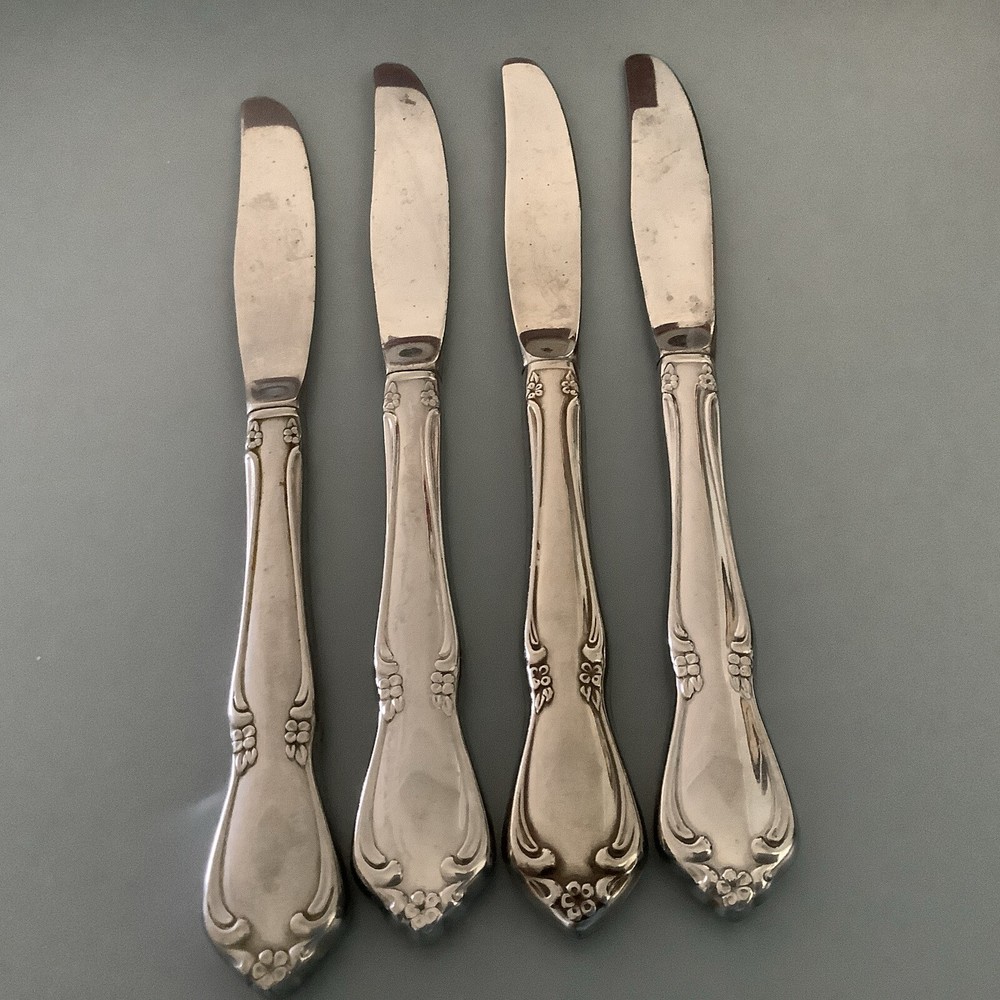 4 Oneida CHATEAU Deluxe Stainless Glossy Silverware Dinner Knives