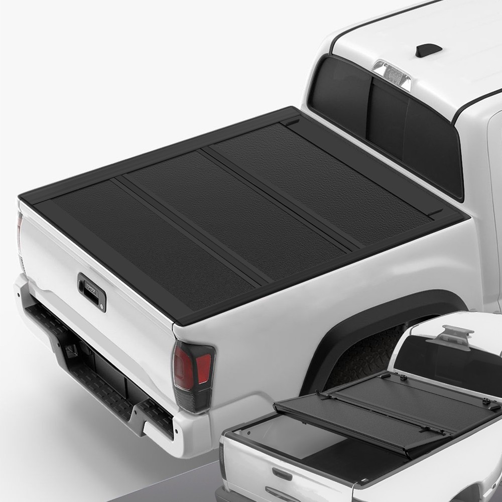 Fit 16-23 Toyota Tacoma 5Ft Bed Black Low Profile Tri Fold Hard Tonneau Cover