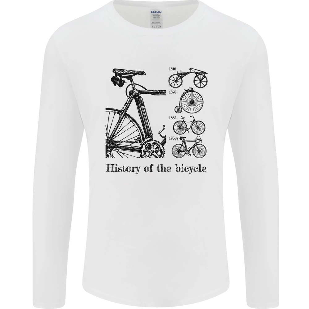 History of the Bicycle Cyclist Cycling Bike Mens Long Sleeve T-Shirt