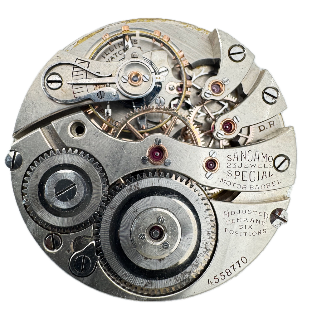 Antique 18s 1925 Illinois 23j Railroad Pocket Watch Movement Sangamo Special