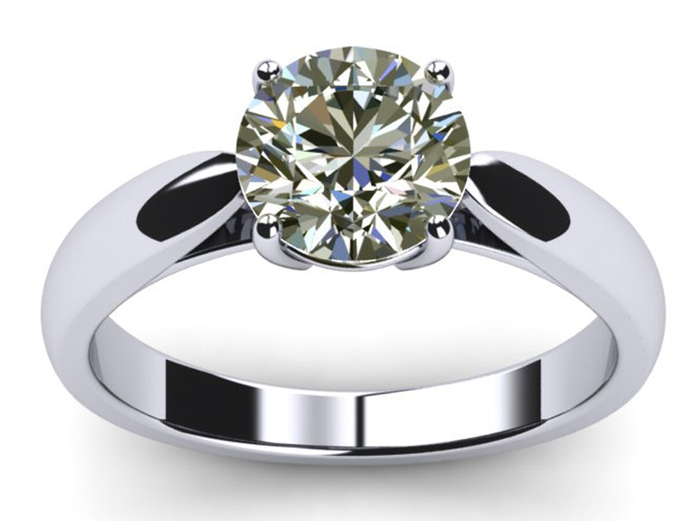 2.07Ct VVS1 Round Near White Moissanite Solitaire Ring in 925 Silver