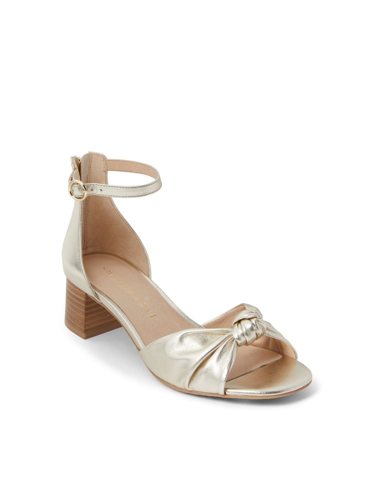 JACK ROGERS Womens Gold Upper Abigail Open Block Heel Leather Heeled Sandal 8 M