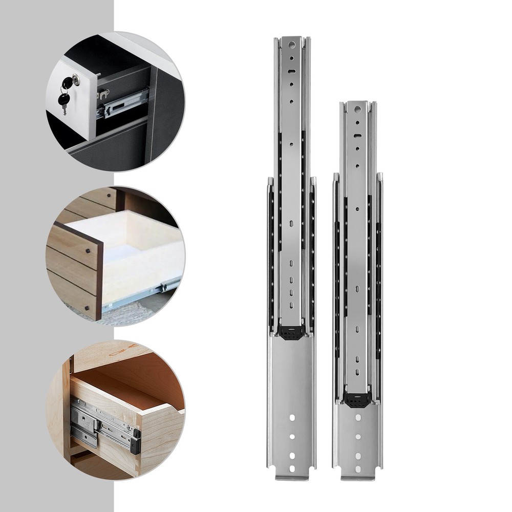 56-Inch Heavy-Duty Galvanized Silver Drawer Slides with Durable Finish